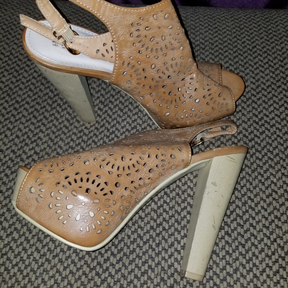 Brown heels worn once